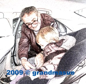 Grandpa Buckles Car Seat Belt
